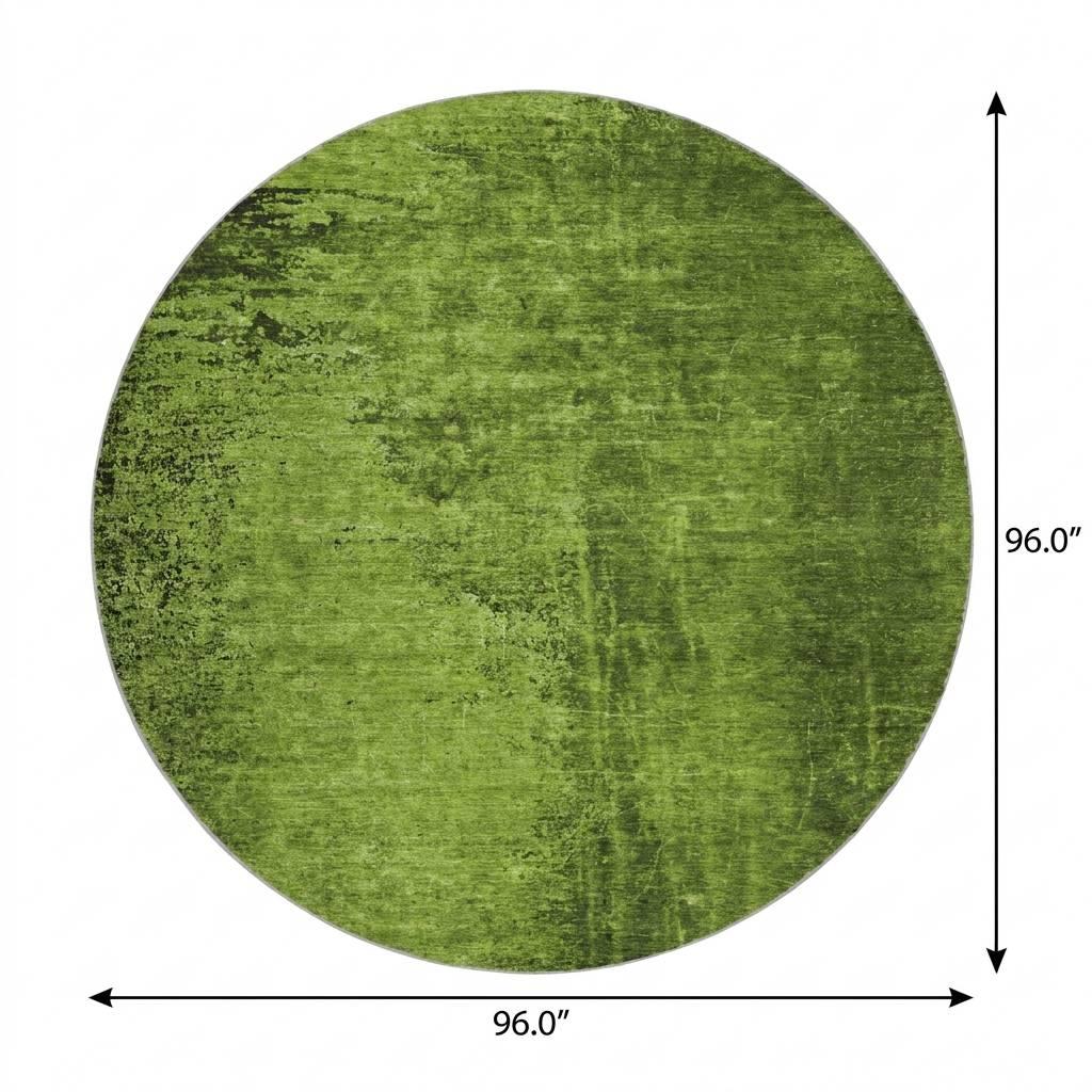 8' Green And Charcoal Abstract Shag Washable Round Rug With UV Protection - HomeRoots - Flyclothing LLC