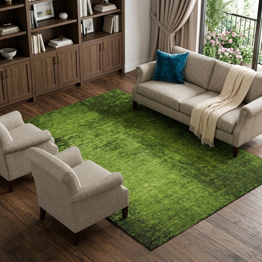 10' X 14' Green And Charcoal Abstract Shag Washable Area Rug With UV Protection - HomeRoots - Flyclothing LLC