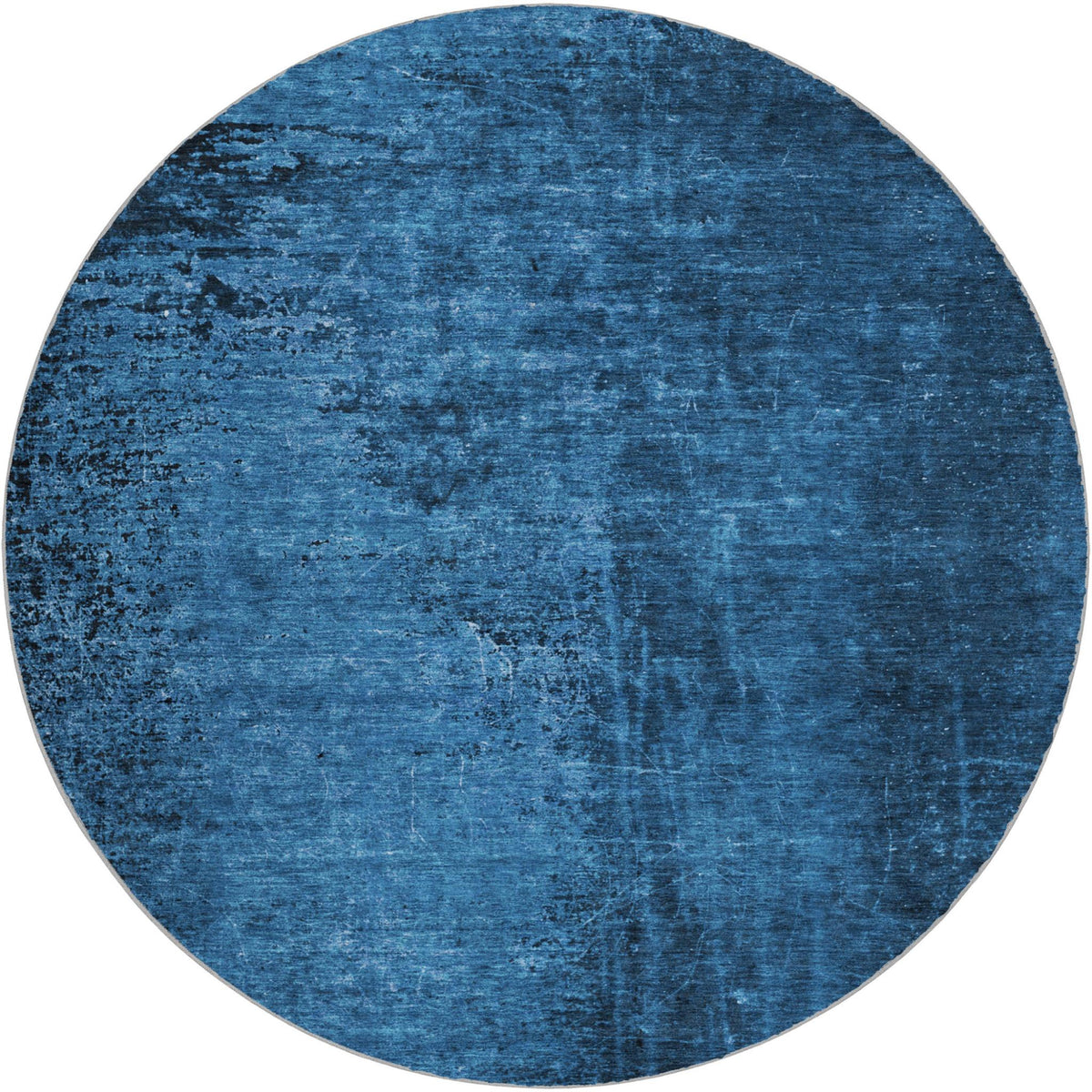 8' Navy Blue And Charcoal Abstract Shag Washable Round Rug With UV Protection - HomeRoots - Flyclothing LLC