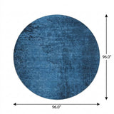 8' Navy Blue And Charcoal Abstract Shag Washable Round Rug With UV Protection - HomeRoots - Flyclothing LLC