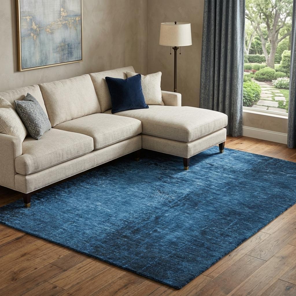8' X 10' Navy Blue And Charcoal Abstract Shag Washable Area Rug With UV Protection - HomeRoots - Flyclothing LLC