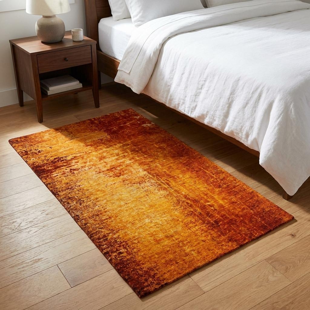 3' X 5' Orange And Charcoal Abstract Shag Washable Area Rug With UV Protection - HomeRoots - Flyclothing LLC