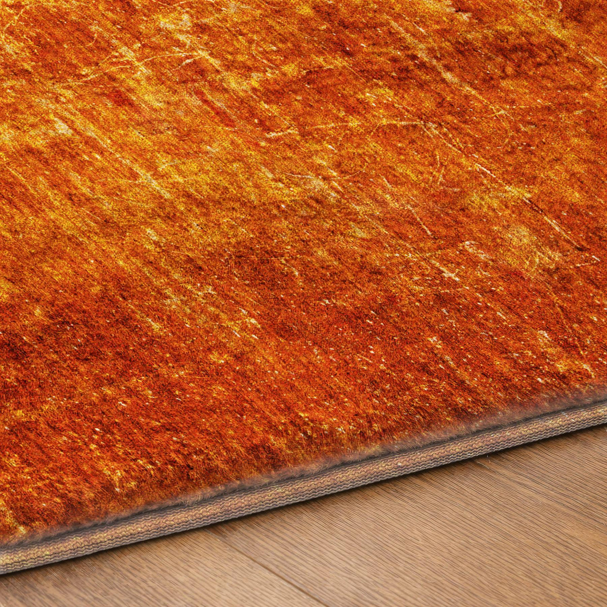 3' X 5' Orange And Charcoal Abstract Shag Washable Area Rug With UV Protection - HomeRoots - Flyclothing LLC