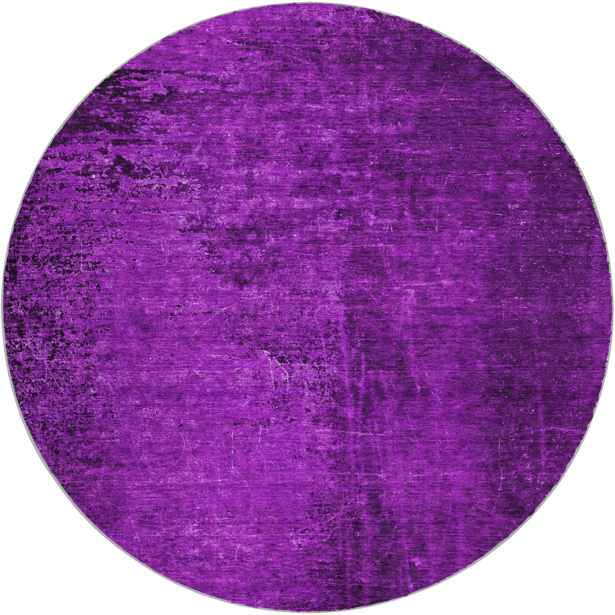 8' Purple And Charcoal Abstract Shag Washable Round Rug With UV Protection - HomeRoots - Flyclothing LLC