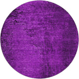8' Purple And Charcoal Abstract Shag Washable Round Rug With UV Protection - HomeRoots - Flyclothing LLC