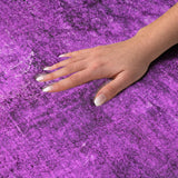 8' Purple And Charcoal Abstract Shag Washable Round Rug With UV Protection - HomeRoots - Flyclothing LLC