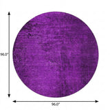 8' Purple And Charcoal Abstract Shag Washable Round Rug With UV Protection - HomeRoots - Flyclothing LLC