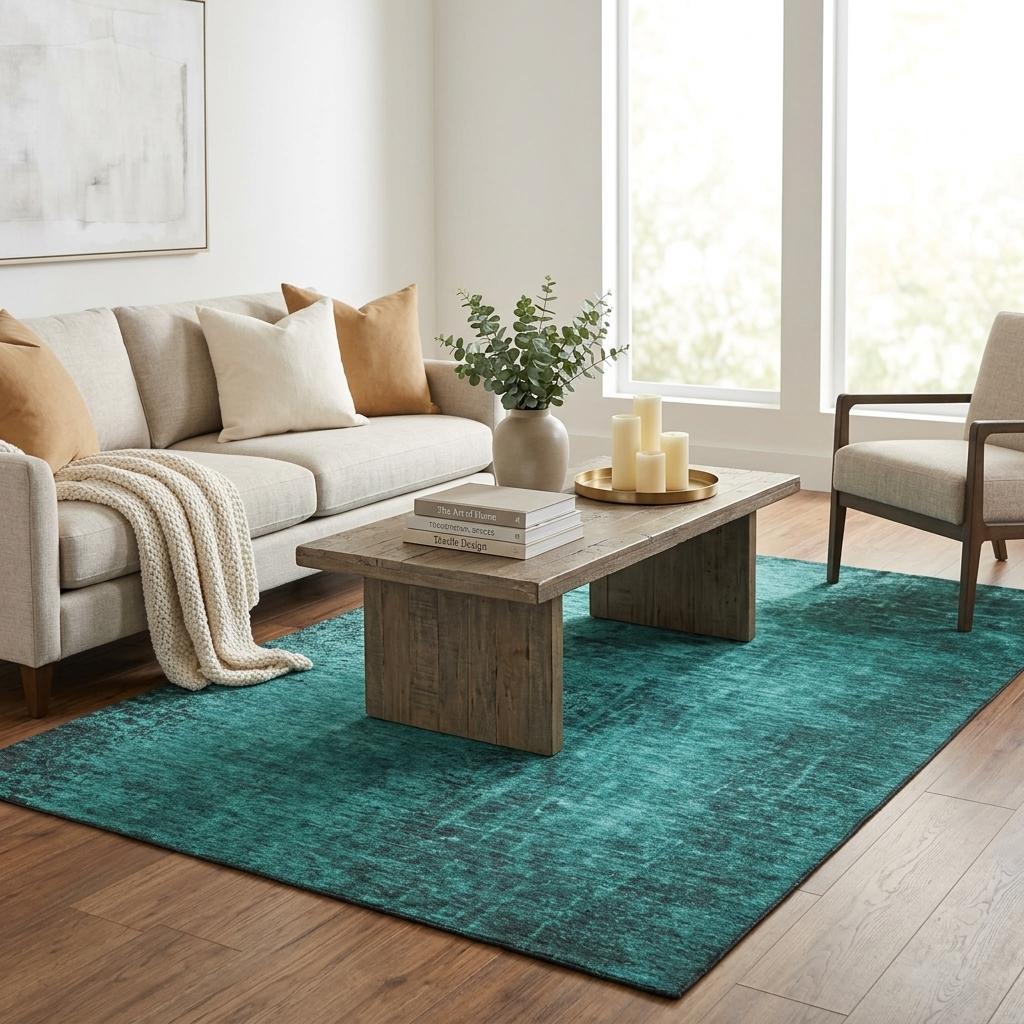 5' X 8' Teal And Charcoal Abstract Shag Washable Area Rug With UV Protection - HomeRoots - Flyclothing LLC