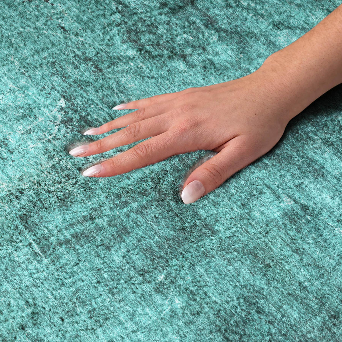 5' X 8' Teal And Charcoal Abstract Shag Washable Area Rug With UV Protection - HomeRoots - Flyclothing LLC