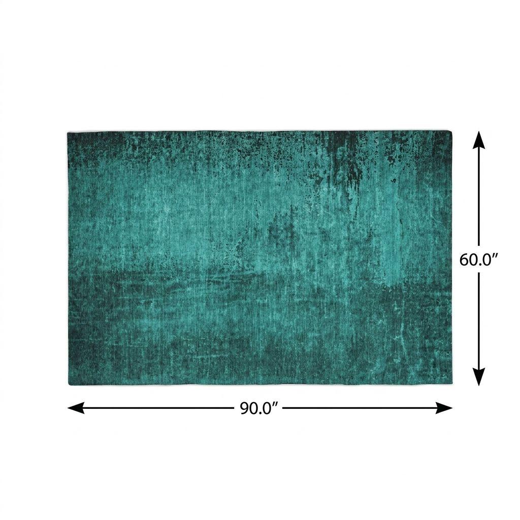 5' X 8' Teal And Charcoal Abstract Shag Washable Area Rug With UV Protection - HomeRoots - Flyclothing LLC