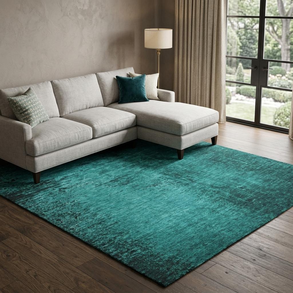 10' X 14' Teal And Charcoal Abstract Shag Washable Area Rug With UV Protection - HomeRoots - Flyclothing LLC