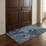 3' X 5' Denim Blue And Navy Blue Abstract Shag Washable Area Rug With UV Protection - HomeRoots - Flyclothing LLC