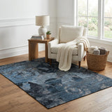5' X 8' Denim Blue And Navy Blue Abstract Shag Washable Area Rug With UV Protection - HomeRoots - Flyclothing LLC