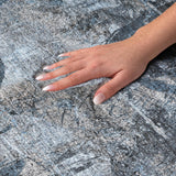 8' X 10' Denim Blue And Navy Blue Abstract Shag Washable Area Rug With UV Protection - HomeRoots - Flyclothing LLC