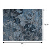 8' X 10' Denim Blue And Navy Blue Abstract Shag Washable Area Rug With UV Protection - HomeRoots - Flyclothing LLC