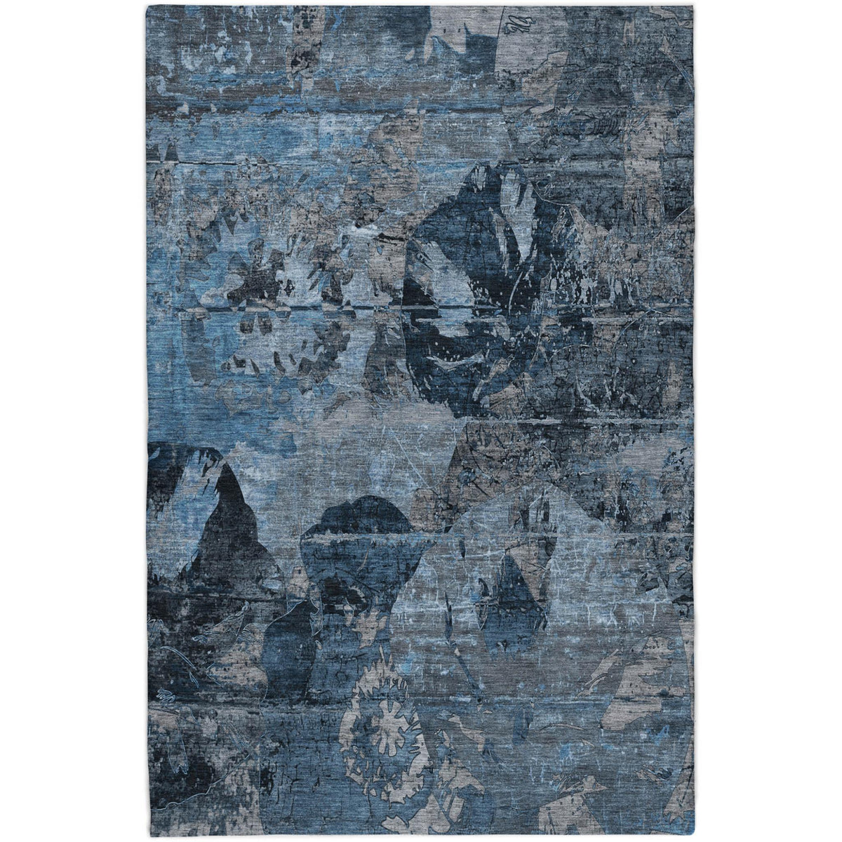 10' X 14' Denim Blue And Navy Blue Abstract Shag Washable Area Rug With UV Protection - HomeRoots - Flyclothing LLC