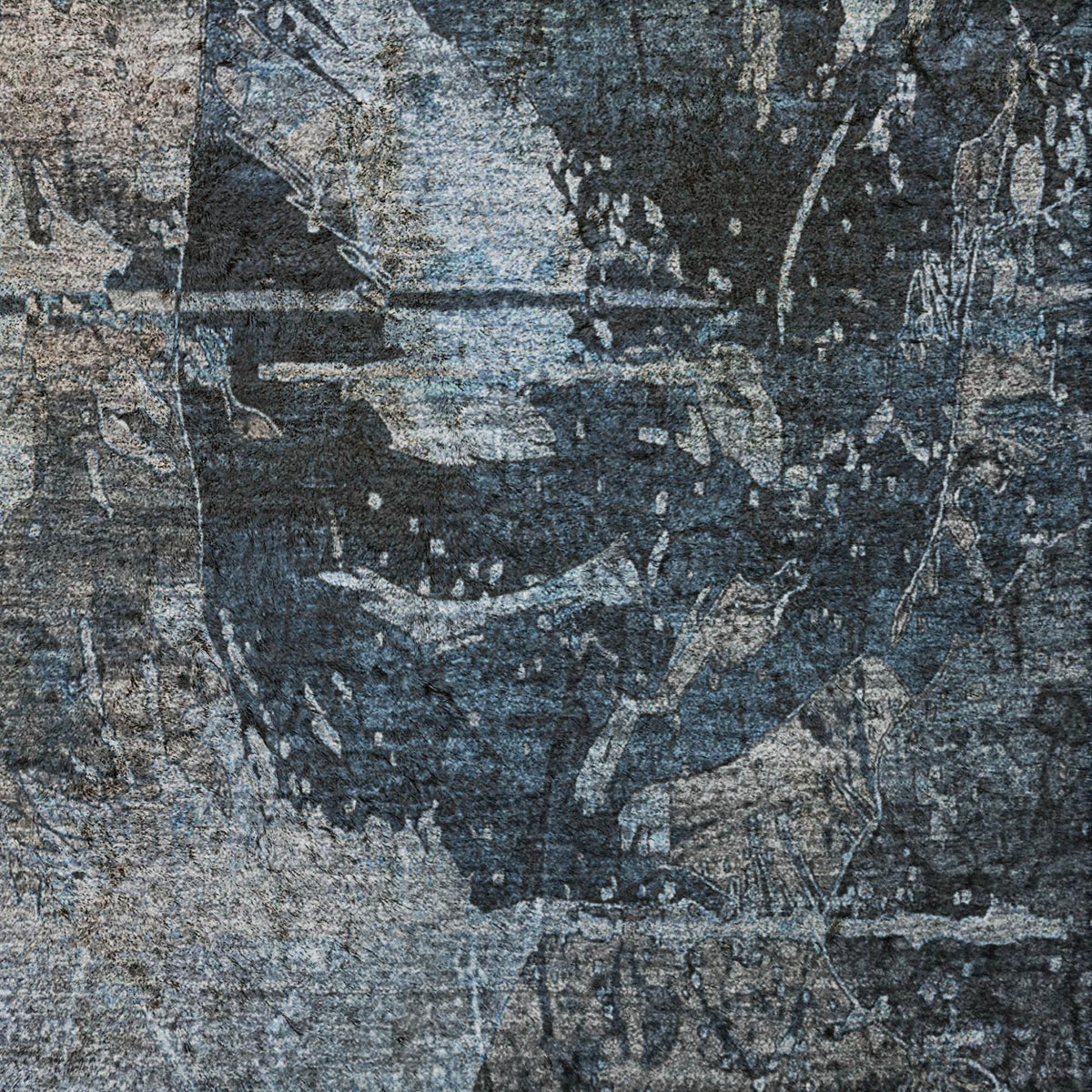 10' X 14' Denim Blue And Navy Blue Abstract Shag Washable Area Rug With UV Protection - HomeRoots - Flyclothing LLC