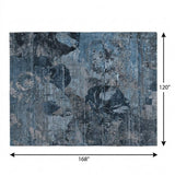 10' X 14' Denim Blue And Navy Blue Abstract Shag Washable Area Rug With UV Protection - HomeRoots - Flyclothing LLC