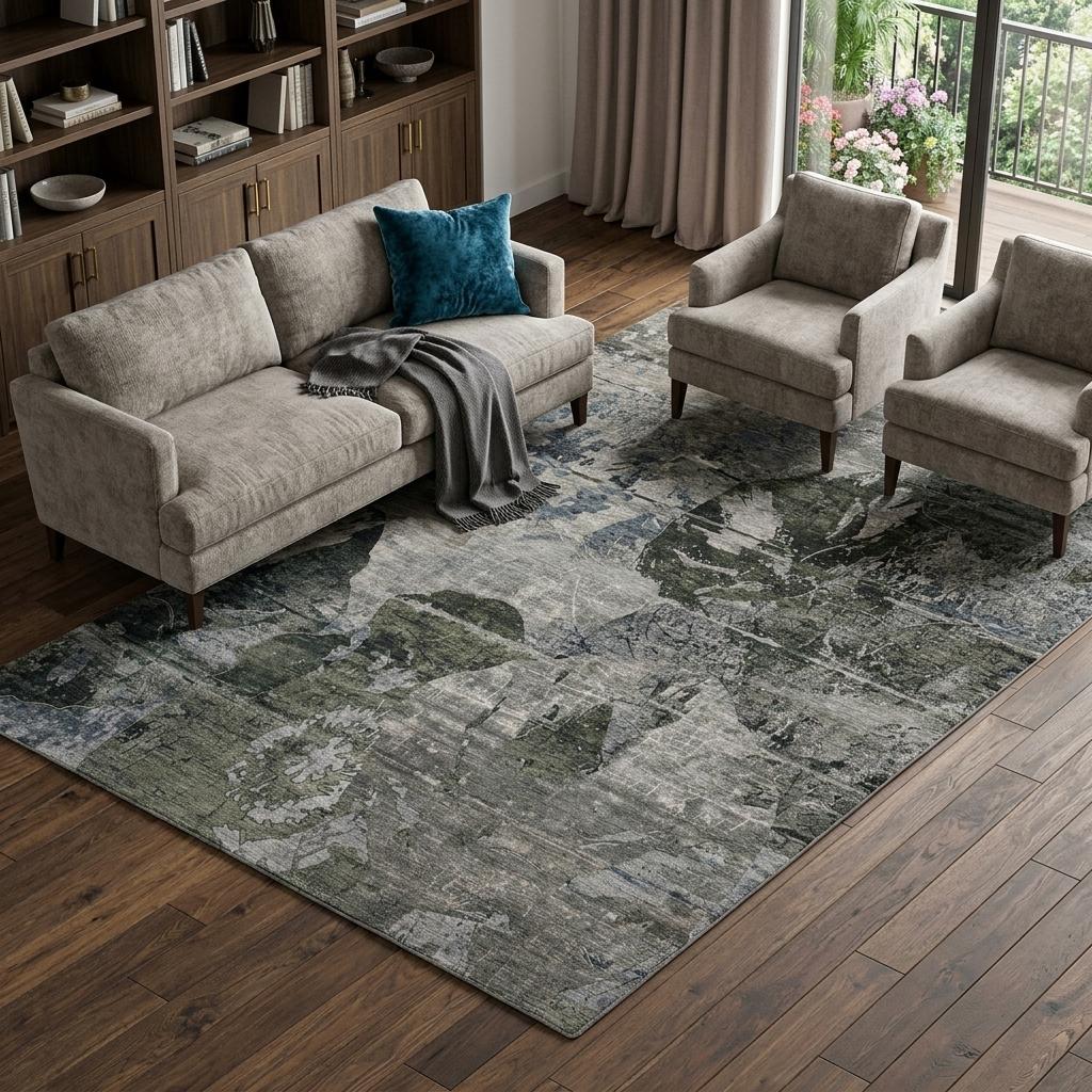 8' X 10' Gray And Taupe Abstract Shag Washable Area Rug With UV Protection - HomeRoots - Flyclothing LLC