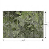 3' X 5' Green And Gray Abstract Shag Washable Area Rug With UV Protection - HomeRoots - Flyclothing LLC