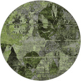 8' Green And Gray Abstract Shag Washable Round Rug With UV Protection - HomeRoots - Flyclothing LLC