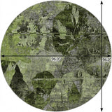 8' Green And Gray Abstract Shag Washable Round Rug With UV Protection - HomeRoots - Flyclothing LLC