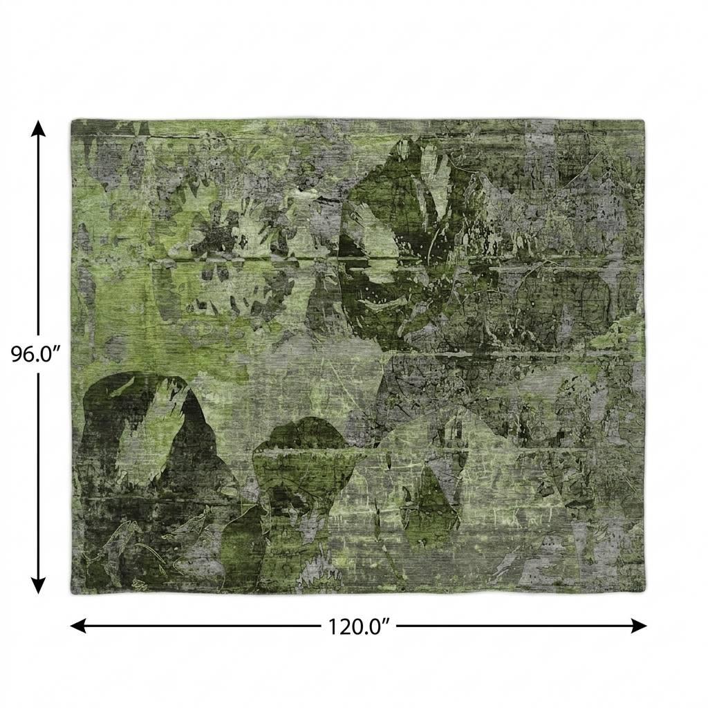 8' X 10' Green And Gray Abstract Shag Washable Area Rug With UV Protection - HomeRoots - Flyclothing LLC