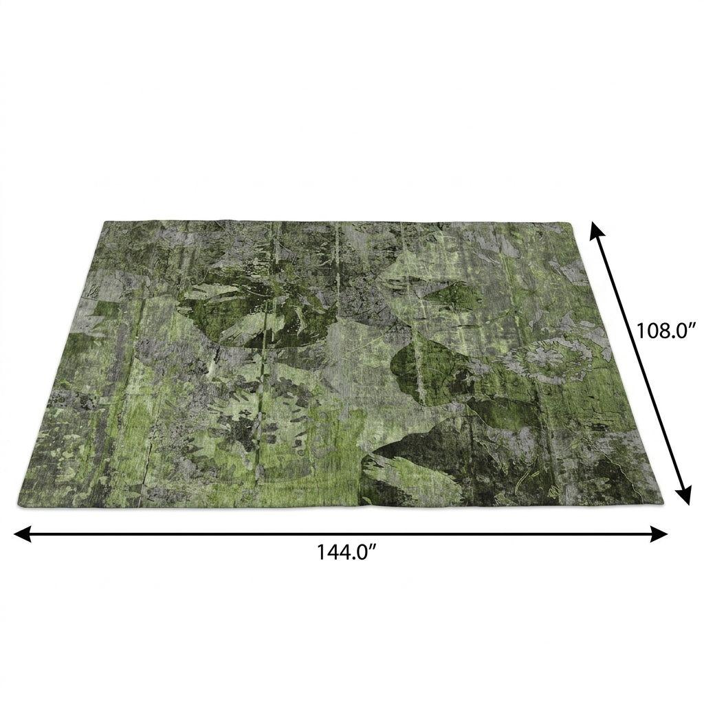 9' X 12' Green And Gray Abstract Shag Washable Area Rug With UV Protection - HomeRoots - Flyclothing LLC