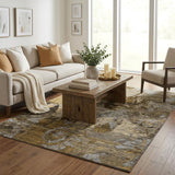 5' X 8' Brown And Beige Abstract Shag Washable Area Rug With UV Protection - HomeRoots - Flyclothing LLC