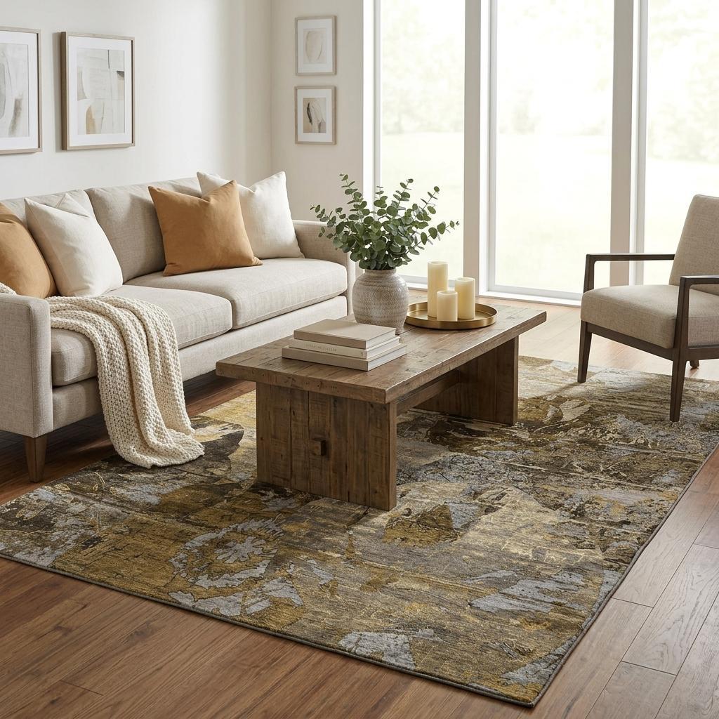5' X 8' Brown And Beige Abstract Shag Washable Area Rug With UV Protection - HomeRoots - Flyclothing LLC