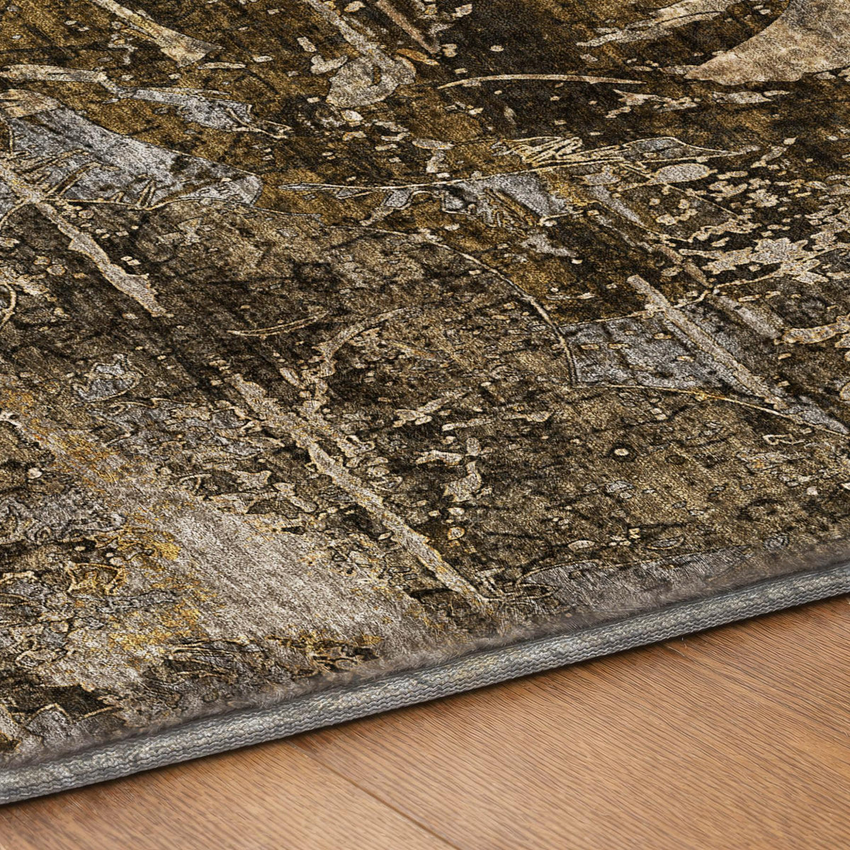 5' X 8' Brown And Beige Abstract Shag Washable Area Rug With UV Protection - HomeRoots - Flyclothing LLC