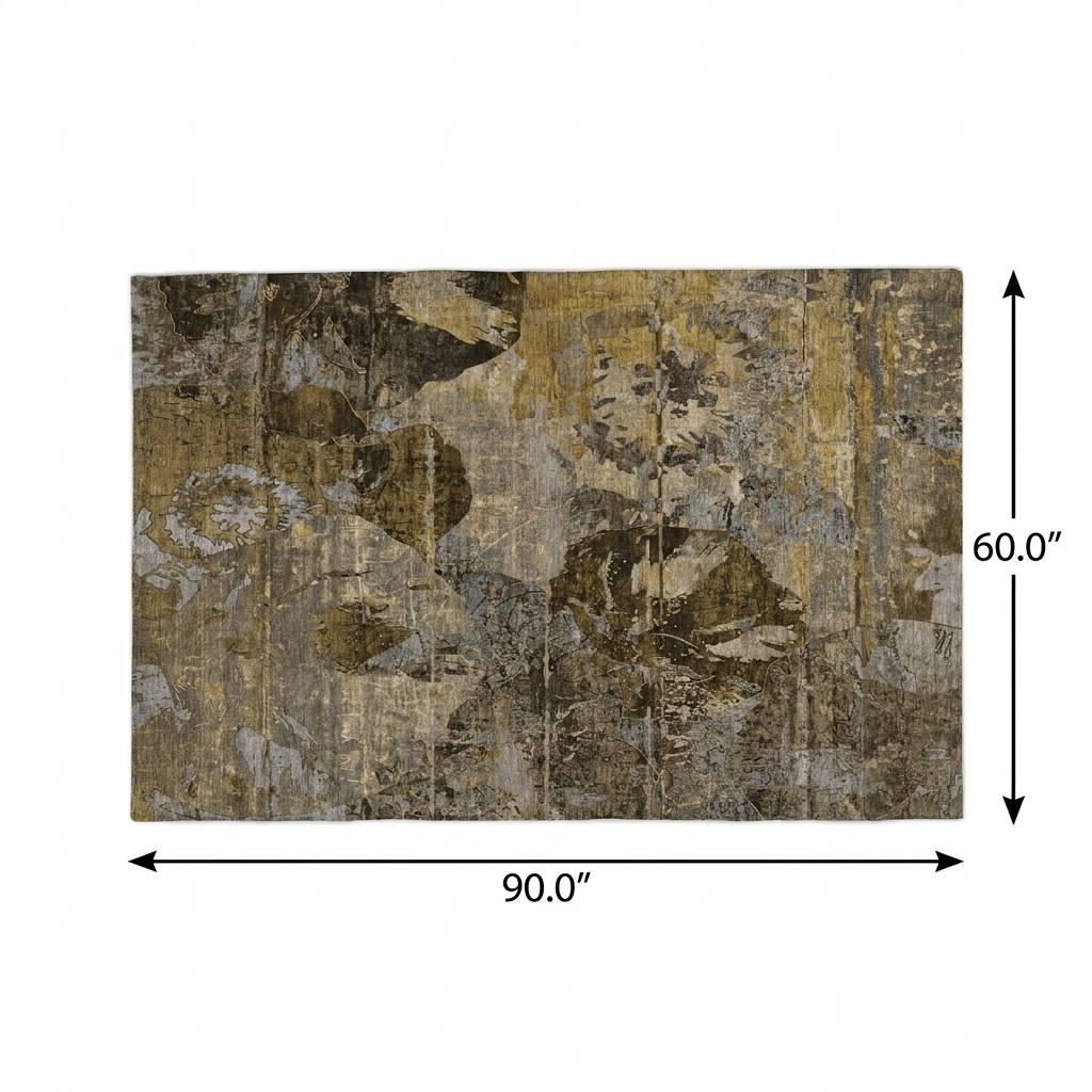 5' X 8' Brown And Beige Abstract Shag Washable Area Rug With UV Protection - HomeRoots - Flyclothing LLC