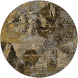 8' Brown And Beige Abstract Shag Washable Round Rug With UV Protection - HomeRoots - Flyclothing LLC