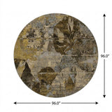 8' Brown And Beige Abstract Shag Washable Round Rug With UV Protection - HomeRoots - Flyclothing LLC