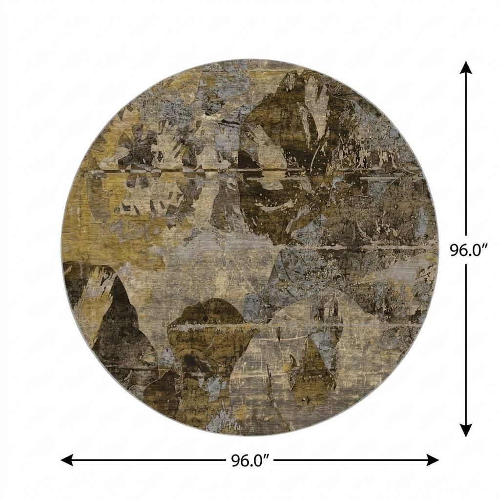 8' Brown And Beige Abstract Shag Washable Round Rug With UV Protection - HomeRoots - Flyclothing LLC