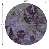 8' Purple And Gray Abstract Shag Washable Round Rug With UV Protection - HomeRoots - Flyclothing LLC