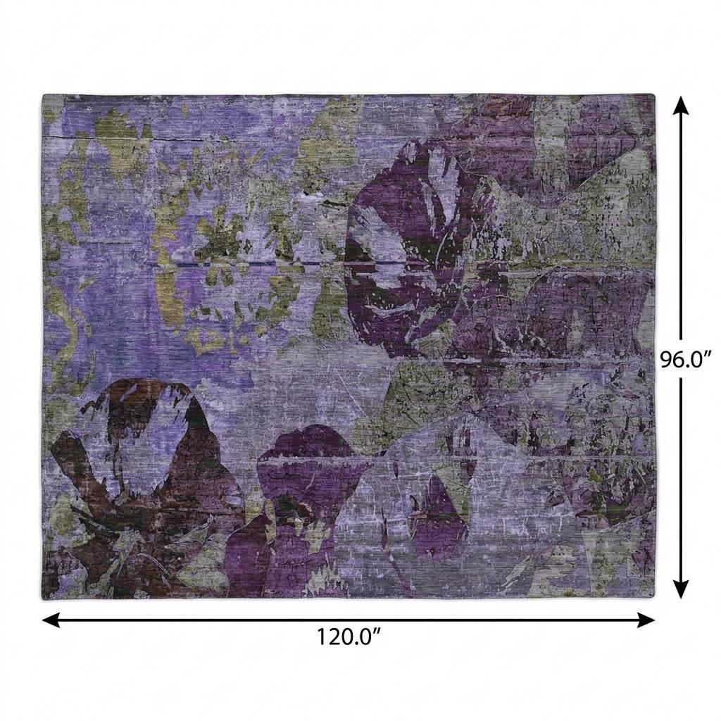 8' X 10' Purple And Gray Abstract Shag Washable Area Rug With UV Protection - HomeRoots - Flyclothing LLC