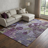 9' X 12' Purple And Gray Abstract Shag Washable Area Rug With UV Protection - HomeRoots - Flyclothing LLC