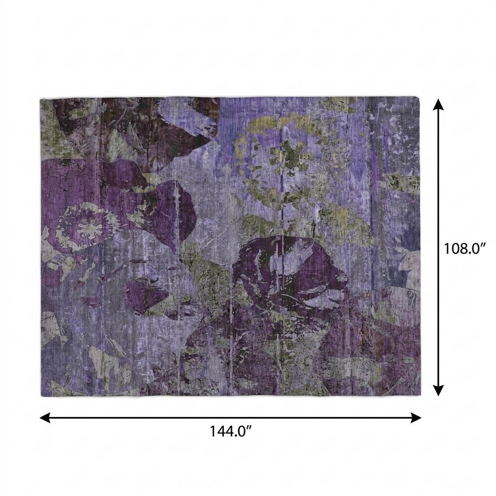 9' X 12' Purple And Gray Abstract Shag Washable Area Rug With UV Protection - HomeRoots - Flyclothing LLC