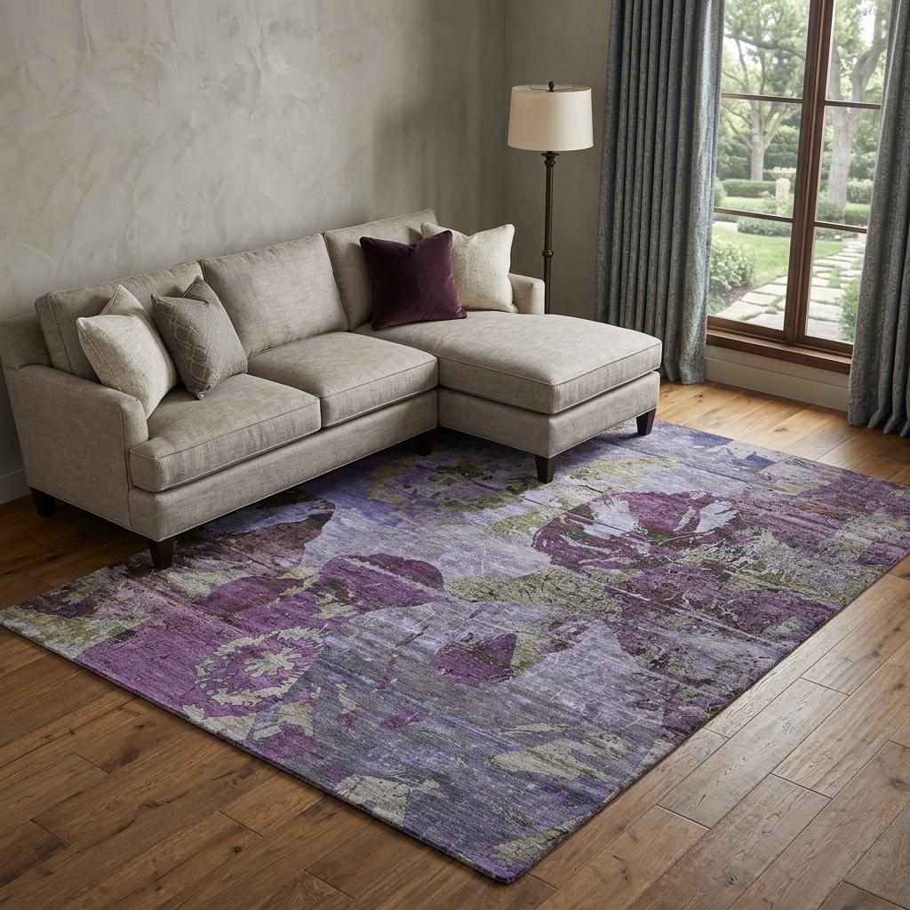 10' X 14' Purple And Gray Abstract Shag Washable Area Rug With UV Protection - HomeRoots - Flyclothing LLC