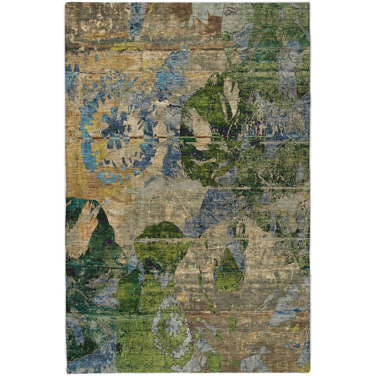 3' X 5' Taupe And Olive Green Abstract Shag Washable Area Rug With UV Protection - HomeRoots - Flyclothing LLC