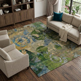 9' X 12' Taupe And Olive Green Abstract Shag Washable Area Rug With UV Protection - HomeRoots - Flyclothing LLC