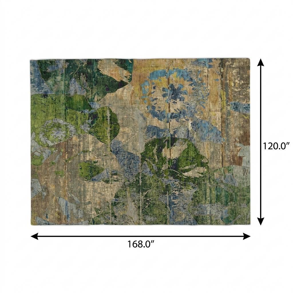 10' X 14' Taupe And Olive Green Abstract Shag Washable Area Rug With UV Protection - HomeRoots - Flyclothing LLC