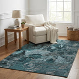 5' X 8' Teal And Gray Abstract Shag Washable Area Rug With UV Protection - HomeRoots - Flyclothing LLC