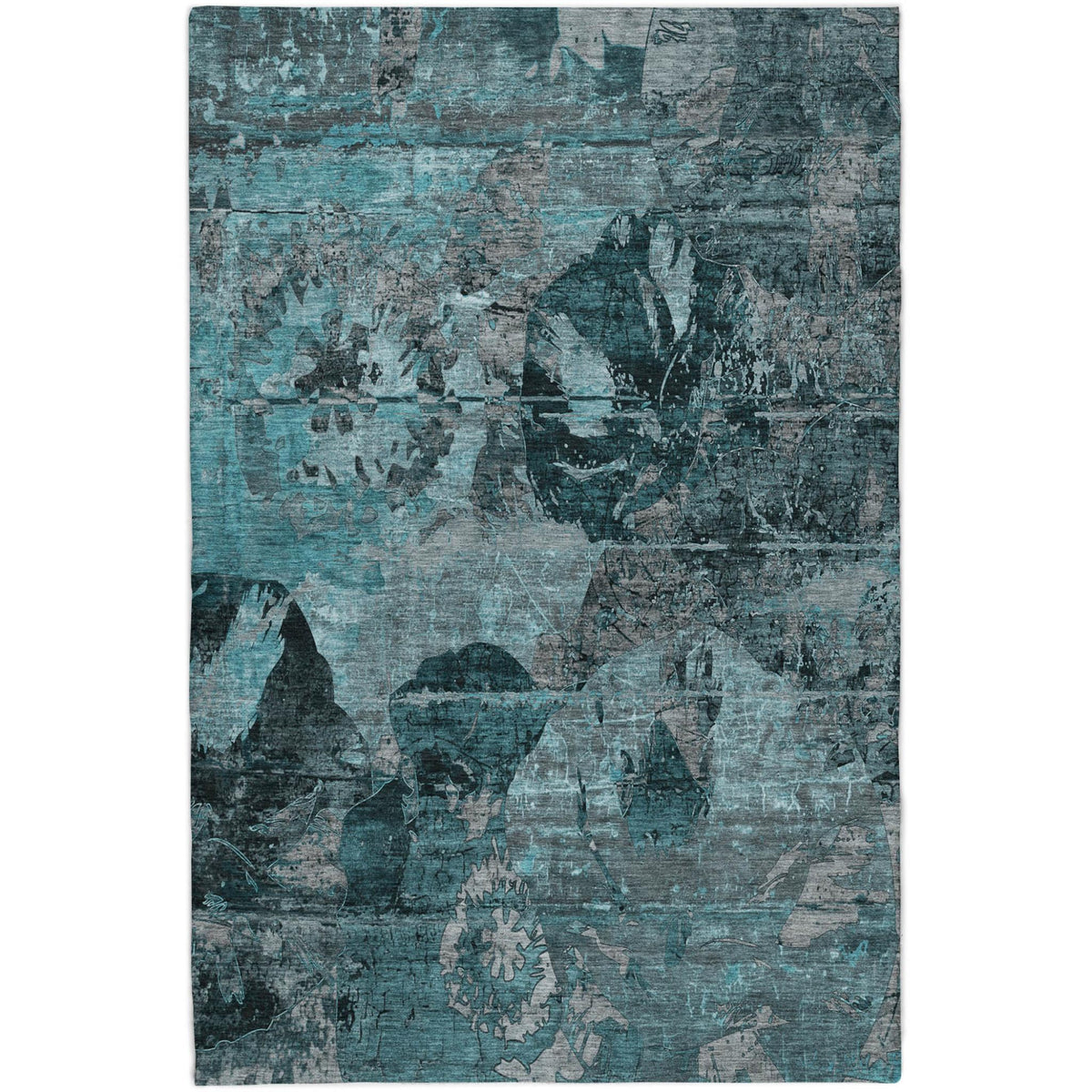 8' X 10' Teal And Gray Abstract Shag Washable Area Rug With UV Protection - HomeRoots - Flyclothing LLC