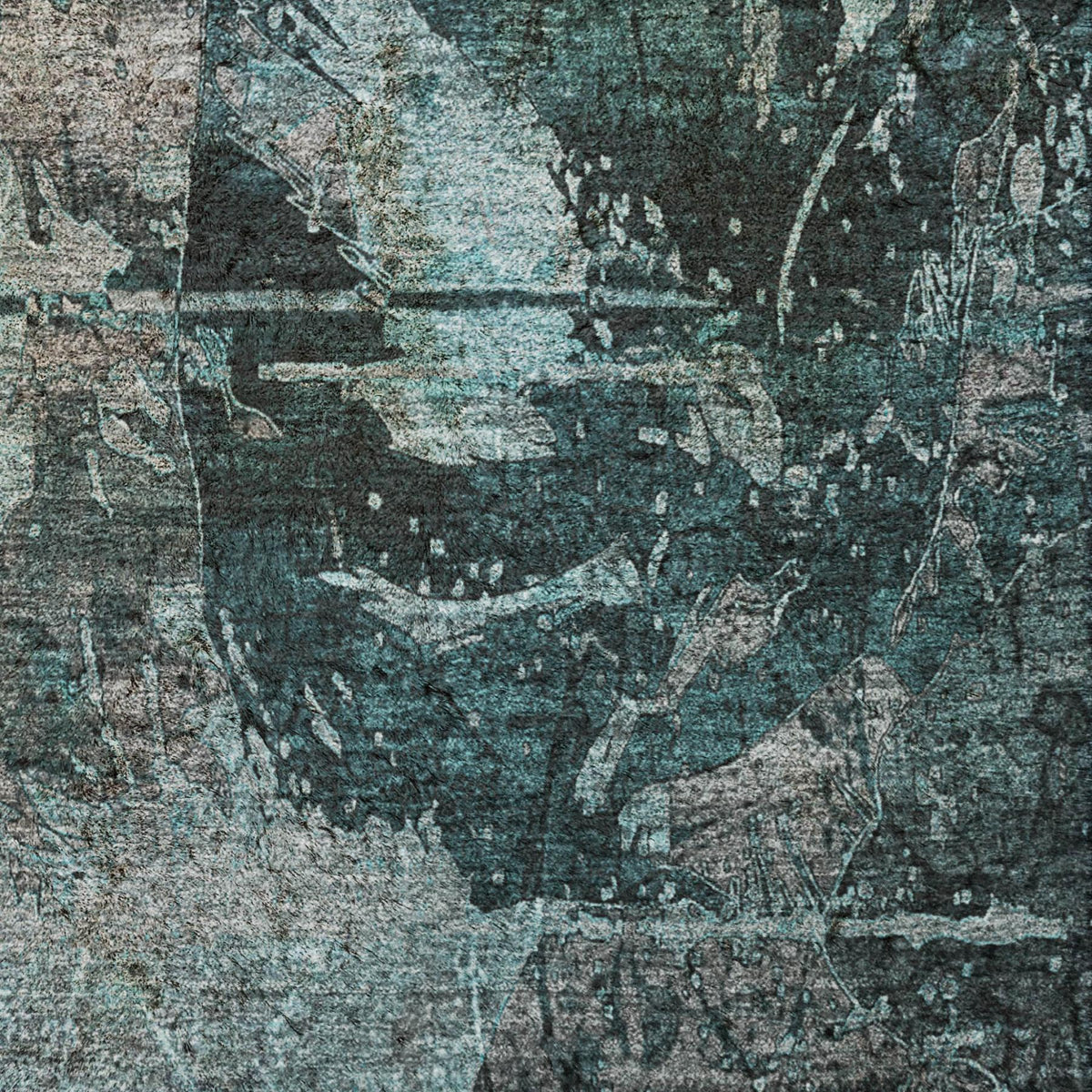 8' X 10' Teal And Gray Abstract Shag Washable Area Rug With UV Protection - HomeRoots - Flyclothing LLC