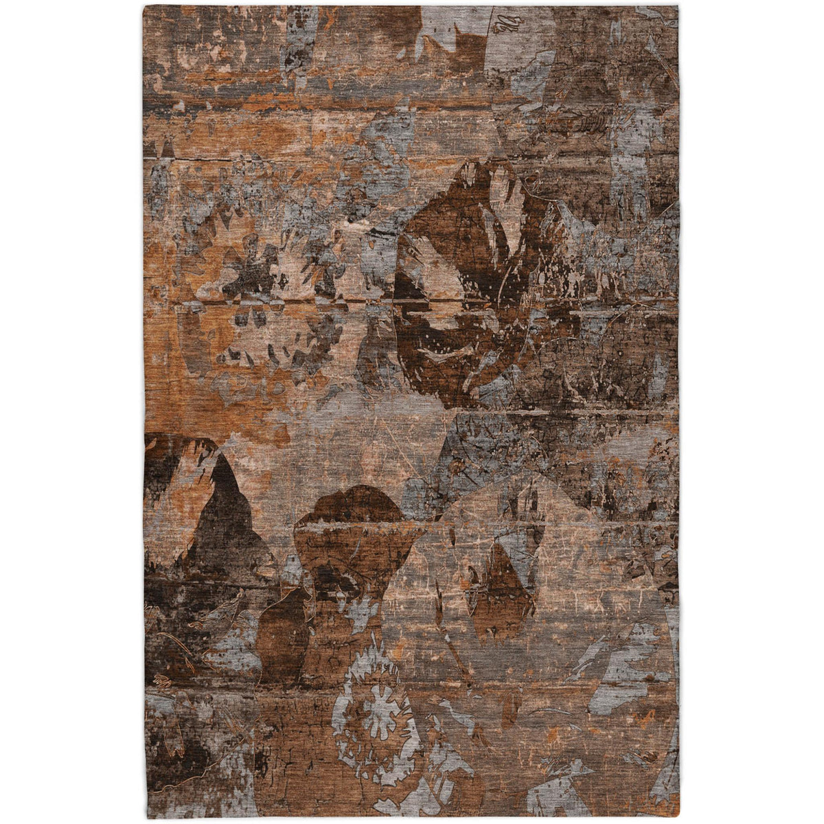 5' X 8' Terra Cotta And Copper Abstract Shag Washable Area Rug With UV Protection - HomeRoots - Flyclothing LLC