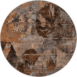 8' Terra Cotta And Copper Abstract Shag Washable Round Rug With UV Protection - HomeRoots - Flyclothing LLC