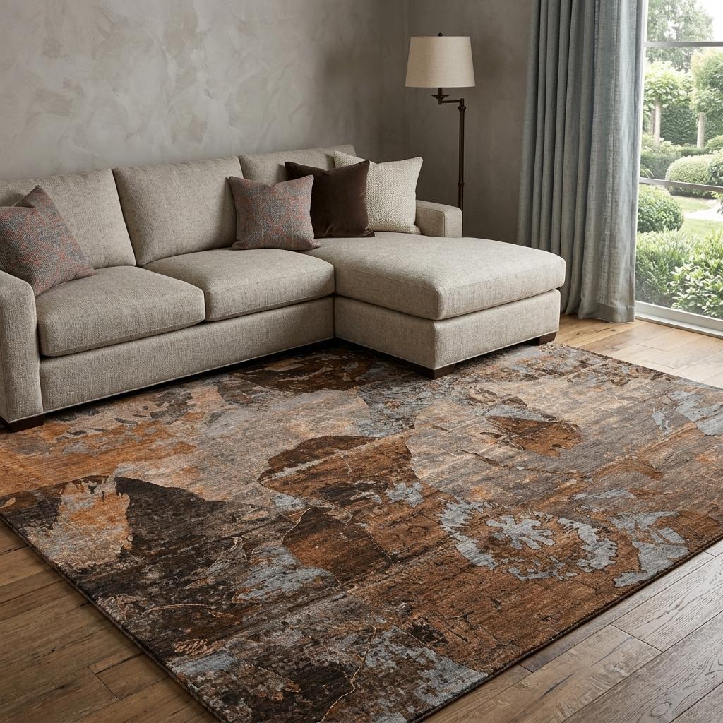 10' X 14' Terra Cotta And Copper Abstract Shag Washable Area Rug With UV Protection - HomeRoots - Flyclothing LLC
