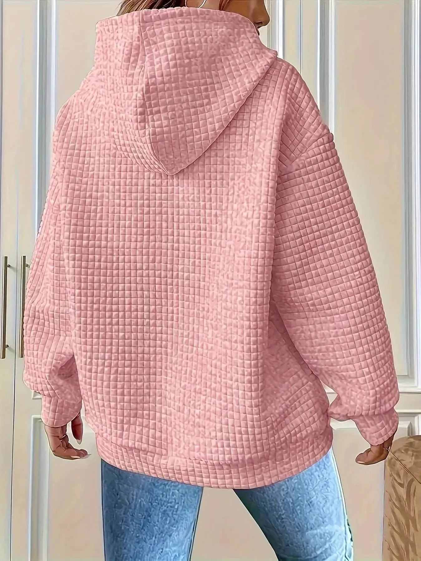Textured Knit Drawstring Hoodie - Trendsi - Flyclothing LLC
